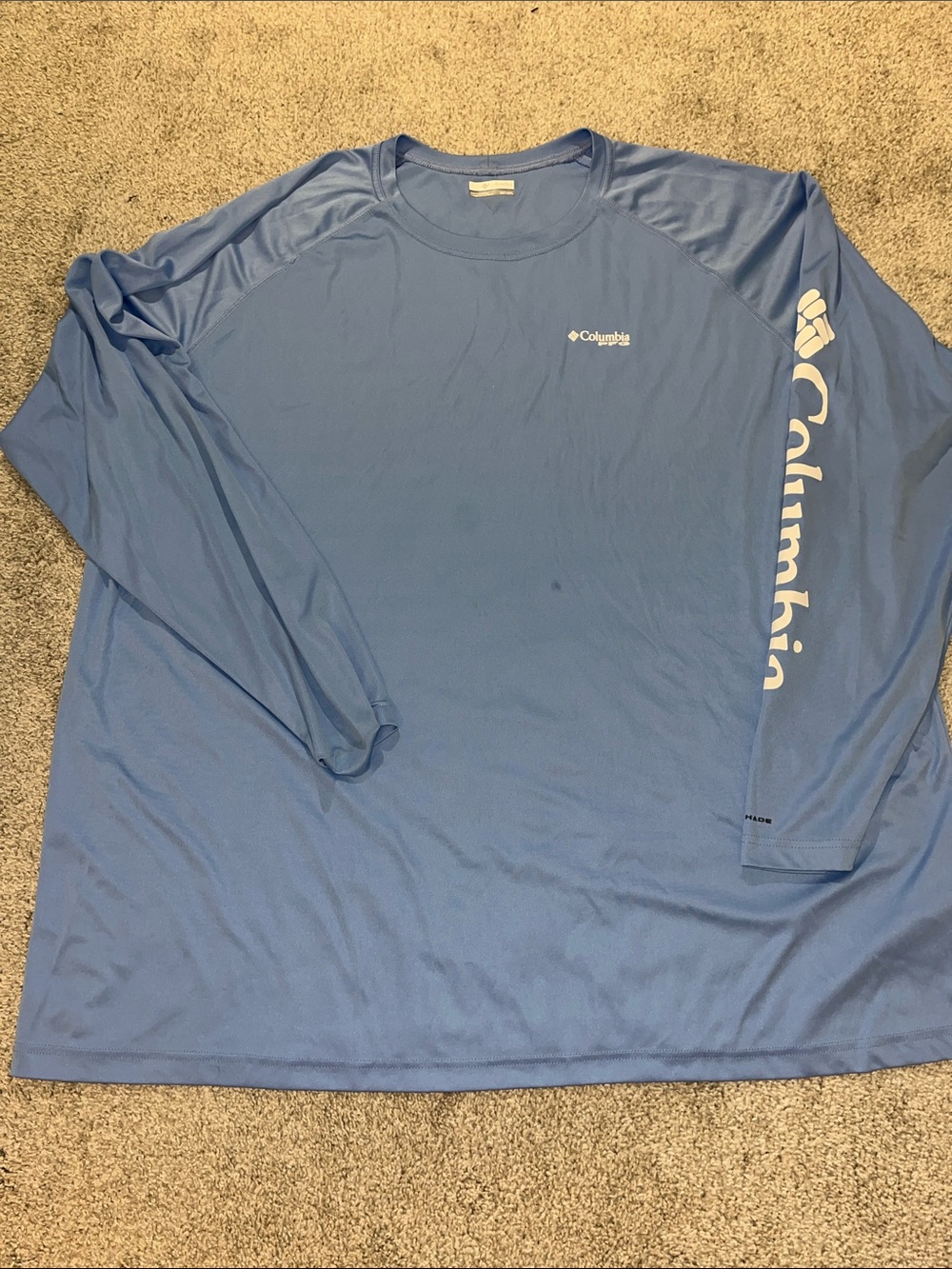 COLUMBIA PFG Terminal Tackle Blue OmniShade Long Sleeve Shirt Fishing 5XL Tall